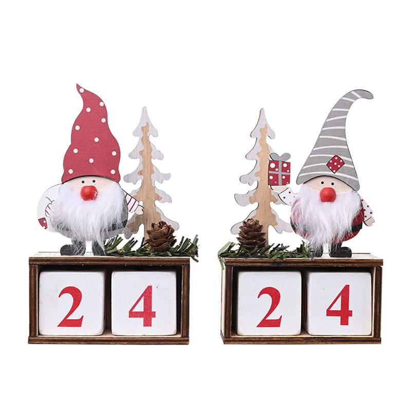 New Style Christmas Gnomes Santa Claus Advent Calendar Christmas Wood Home Decorations