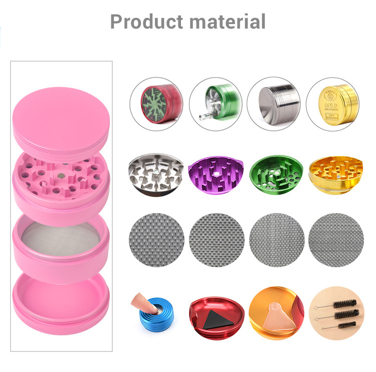 Custom mini small stainless steel 4 Piece Zinc Alloy Grinder Tobacco Spice metal manual Tobacco wholesale Grinder herb grinder