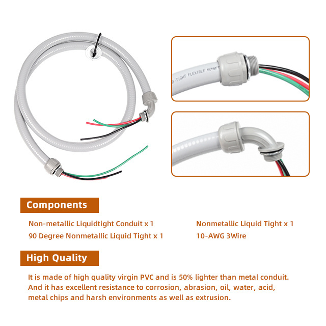 High Quality 3/4 inch 50 Foot Flexible Non Metallic Liquid Tight Electrical Conduit Kit