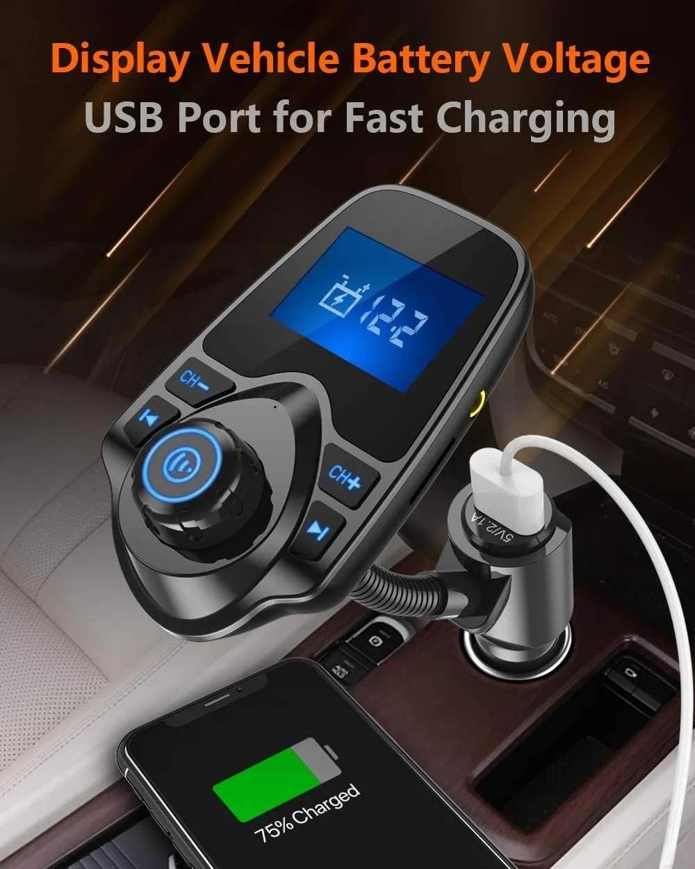 Wireless In-Car FM Modulator Handsfree Car Kit Wireless FM Transmitter Audio Car Mp3 Player with LED Screen