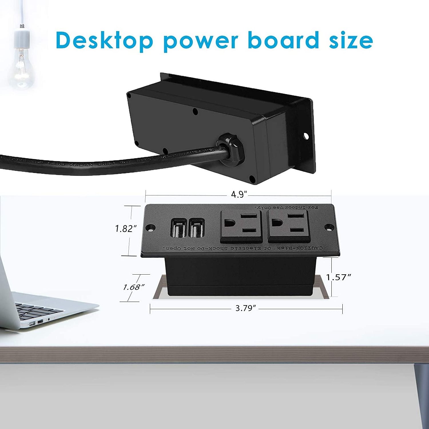 U'L Approved Furniture Power Strip Desk Mount Table Recessed Usb C Power Socket with 2 Outlets,2 USB Ports