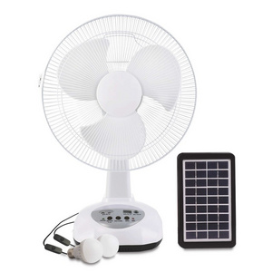 12 inch Portable Table AC DC Desktop Rechargeable Solar Panel Powered Electric Cooling Fan for Home,Outdoor