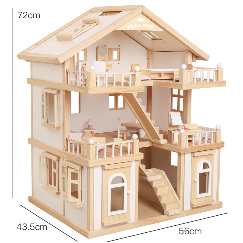 Wooden Luxury Villa Dollhouse Toddler Girls DIY Doll houses With Furniture Toys Wooden Doll House For Baby Toys Kids