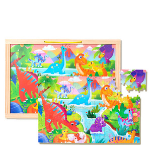 Popular Funny Wooden 3D Puzzles Montessori Game Toys Children Wood Card Buckle Early Educational Dinosaur