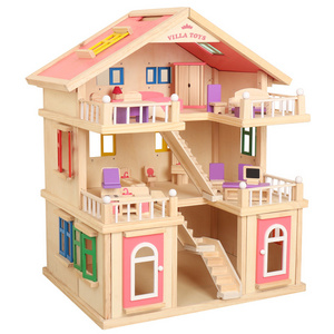 Wooden Luxury Villa Dollhouse Toddler Girls DIY Doll houses With Furniture Toys Wooden Doll House For Baby Toys Kids