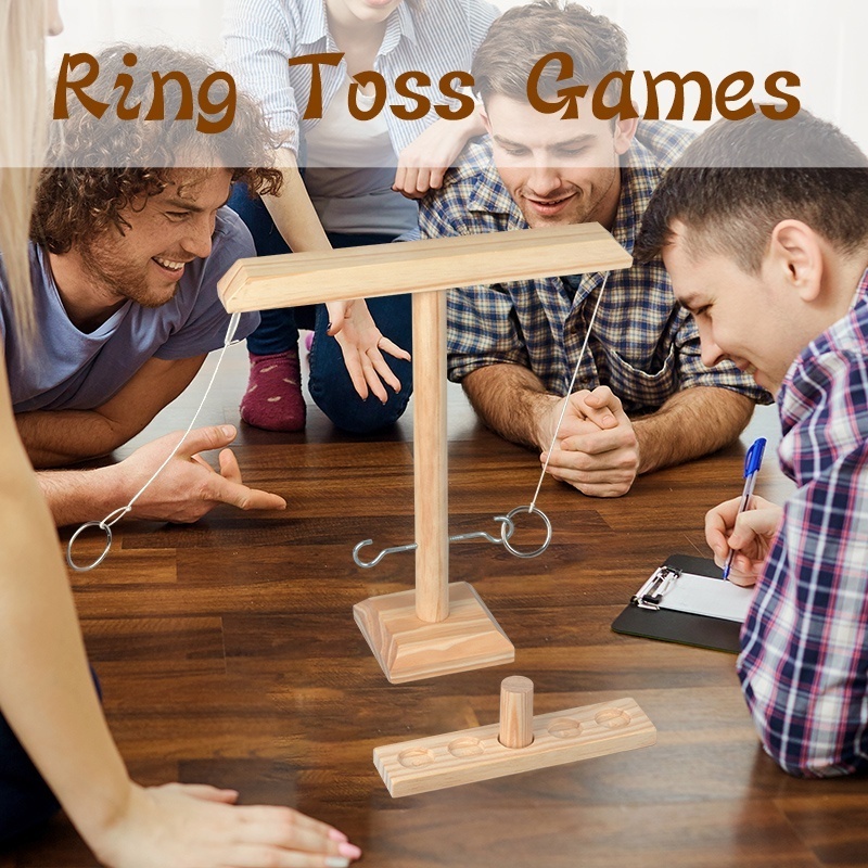 Wooden Ring Toss Game Toss Hook Fast-paced Board Games Kids Toys for Children Adult Family Interactive Party Booze Game