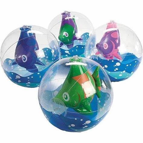 Clear Balls Inflatable Swimming Pool Toys with Colorful Fish Inside PVC Customized Beach Balls