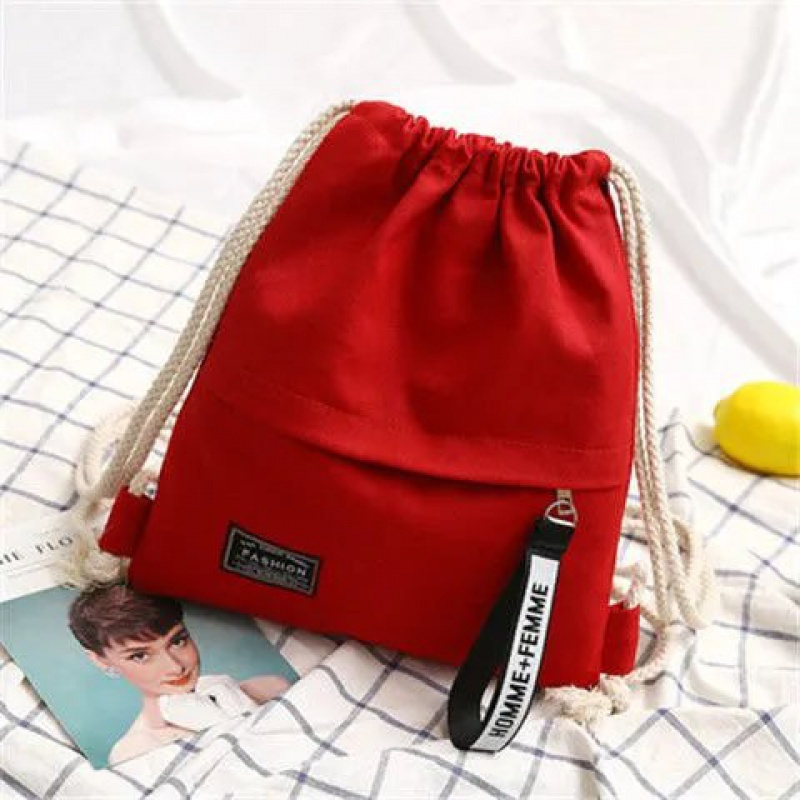 Canvas drawstring backpack for shopping and gym, cotton canvas string backpack drawstring cotton pouch bag