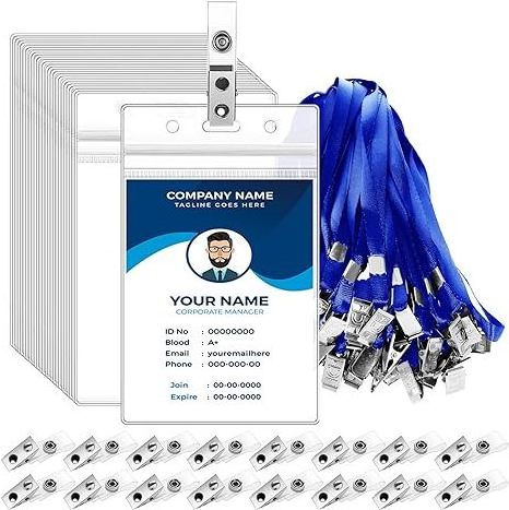 Card Holder Hook Polyester Lanyard Parts Vertical Clear Name Badge Holders for Student Event ID Badges and Keys Accessories