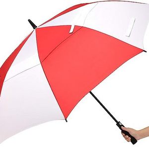 Custom Logo Printing Wholesale Promotional Advertising Print Red and White Golf Stick Umbrella