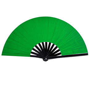 Custom Logo Printed Promotional Wholesale Thick Fabric Hand Fan Plastic Hand Fan Handle Sticks Bamboo Fan