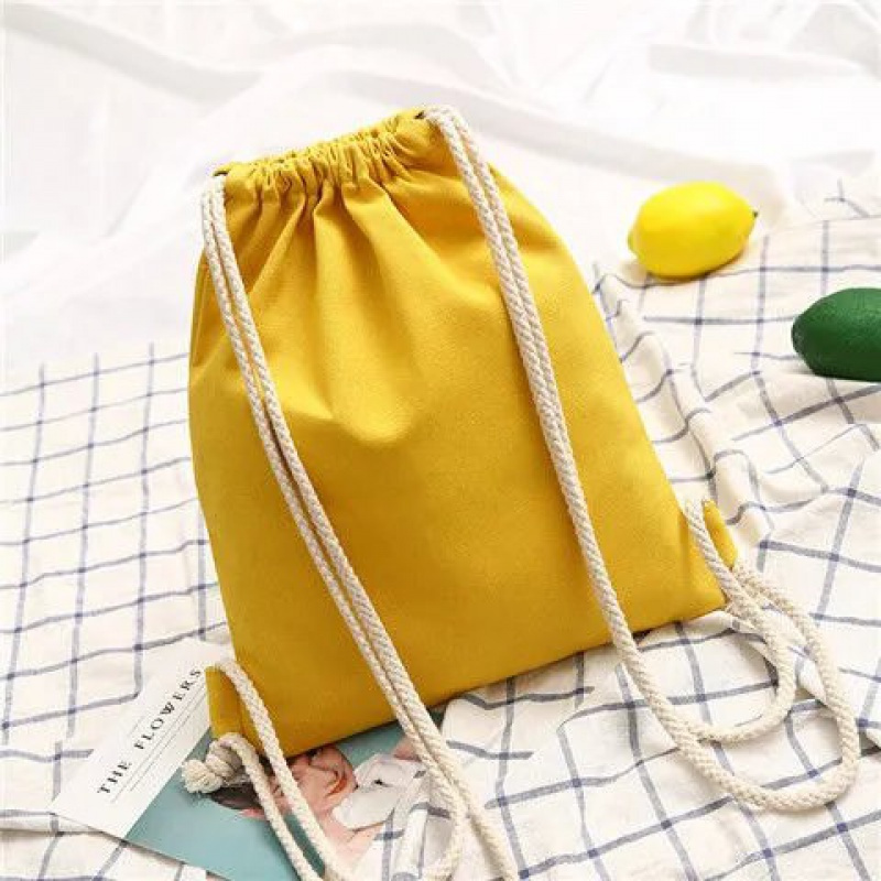 Canvas drawstring backpack for shopping and gym, cotton canvas string backpack drawstring cotton pouch bag