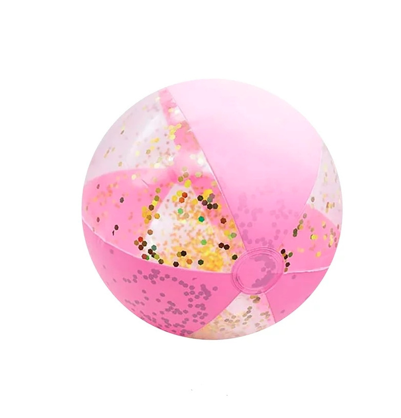 Custom Logo Printed High Quality Cheap Wholesale Promotional Pink Swimming Pool Balls Glitter Beach Ball