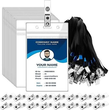 Card Holder Hook Polyester Lanyard Parts Vertical Clear Name Badge Holders for Student Event ID Badges and Keys Accessories