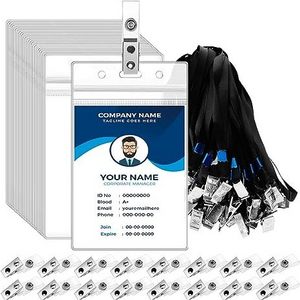 Card Holder Hook Polyester Lanyard Parts Vertical Clear Name Badge Holders for Student Event ID Badges and Keys Accessories