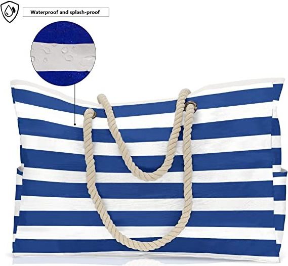 custom logo printed Foldable Customized Cotton Rope Handle Canvas Beach Bag Tote cotton rope beach bag for storage