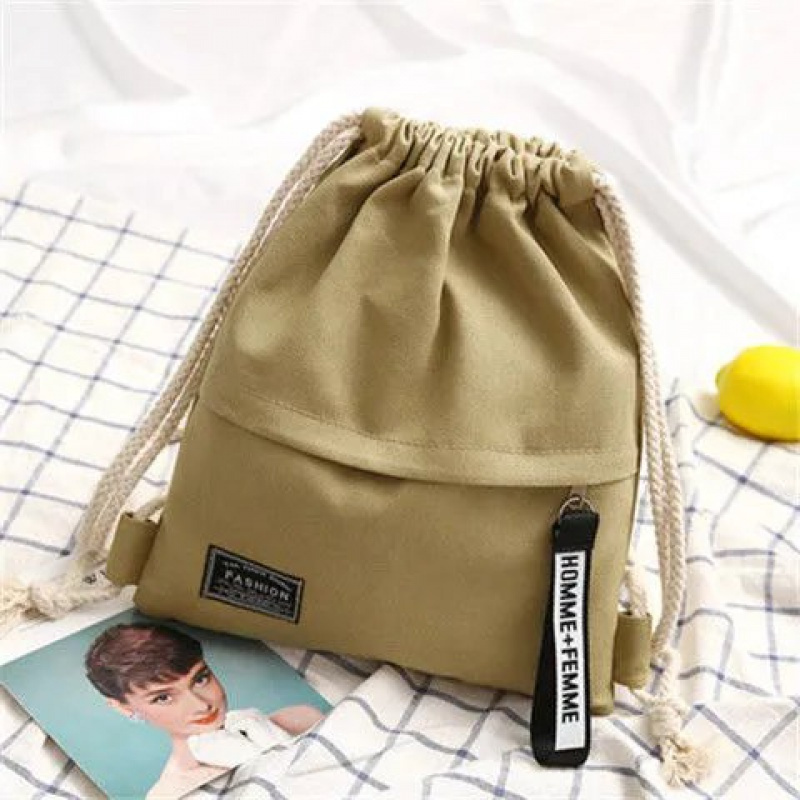 Canvas drawstring backpack for shopping and gym, cotton canvas string backpack drawstring cotton pouch bag