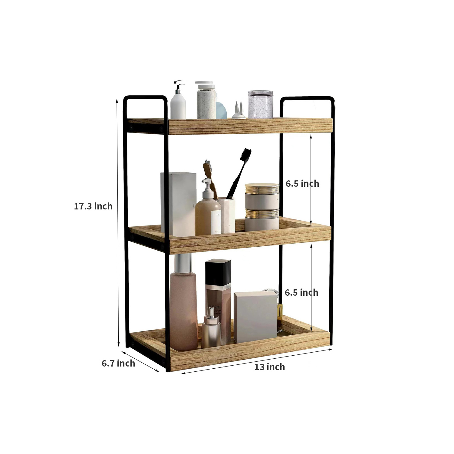 Countertop Storage Shelf 3 Tier Tray and Vanity Organizer Bathroom Counter Organizer