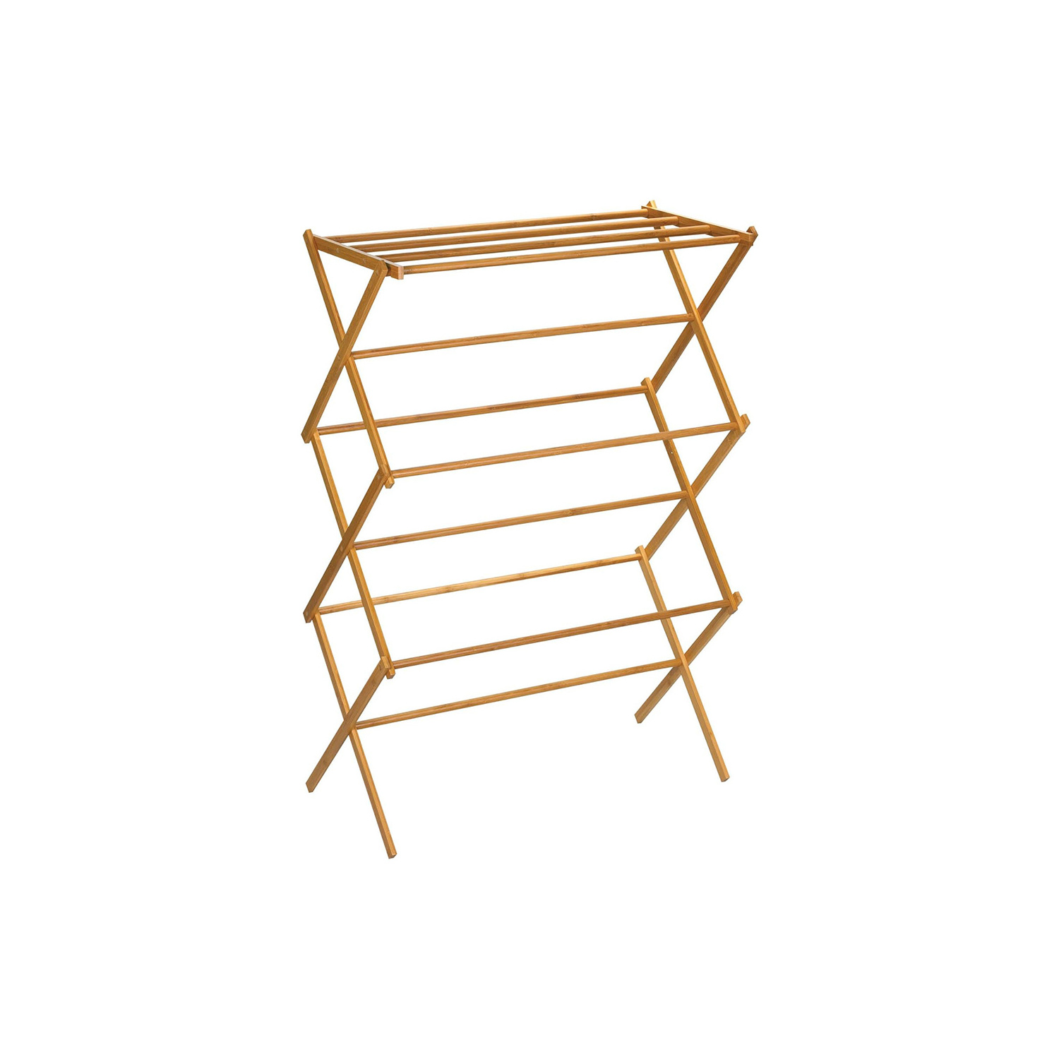 High quality Upscale Laundry Rack with 11 Dowels Bamboo Folding Clothes Drying Rack