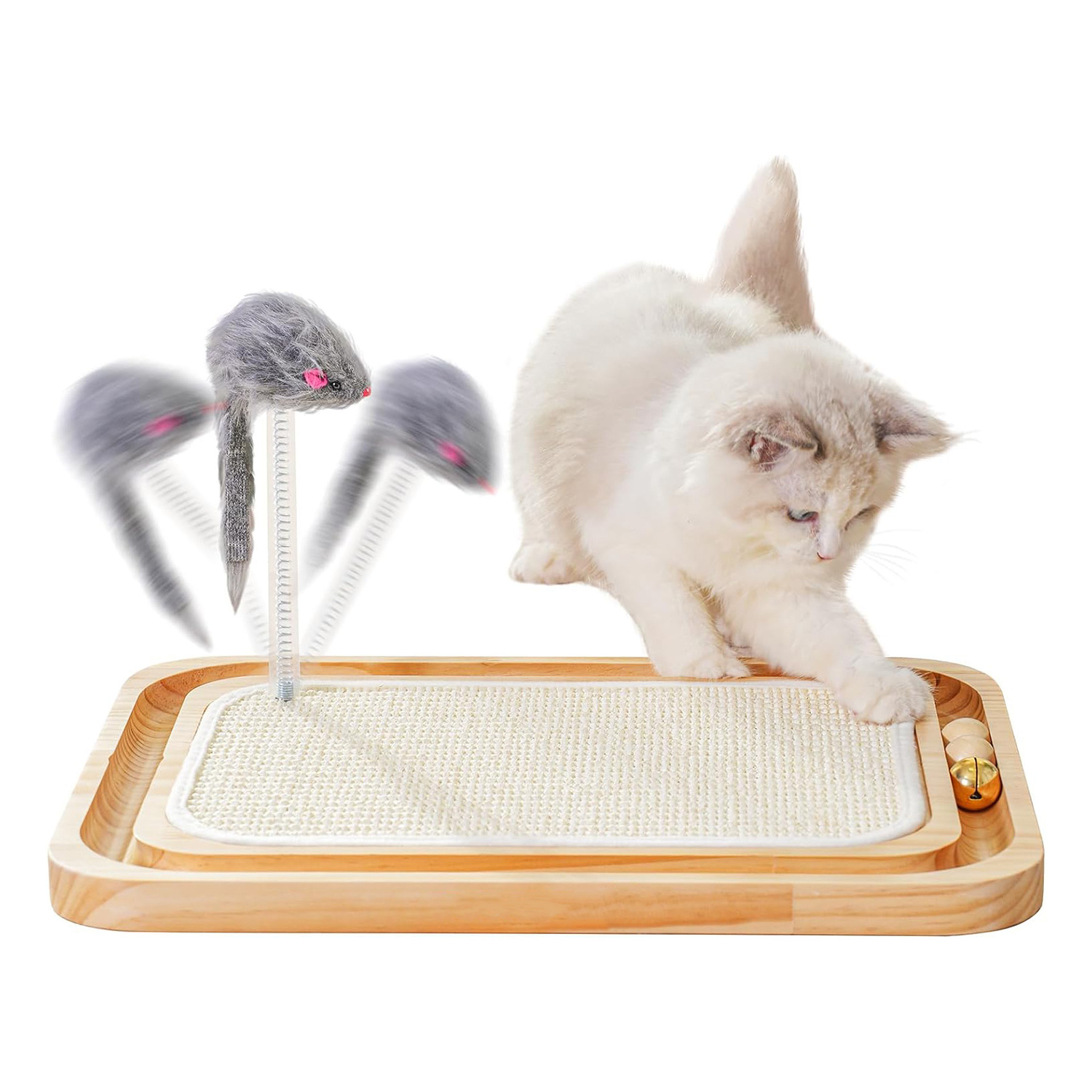 Sisal Cat Scratching Board with Track Ball Toy for Indoor Cats Kitten Cat Scratcher Toy