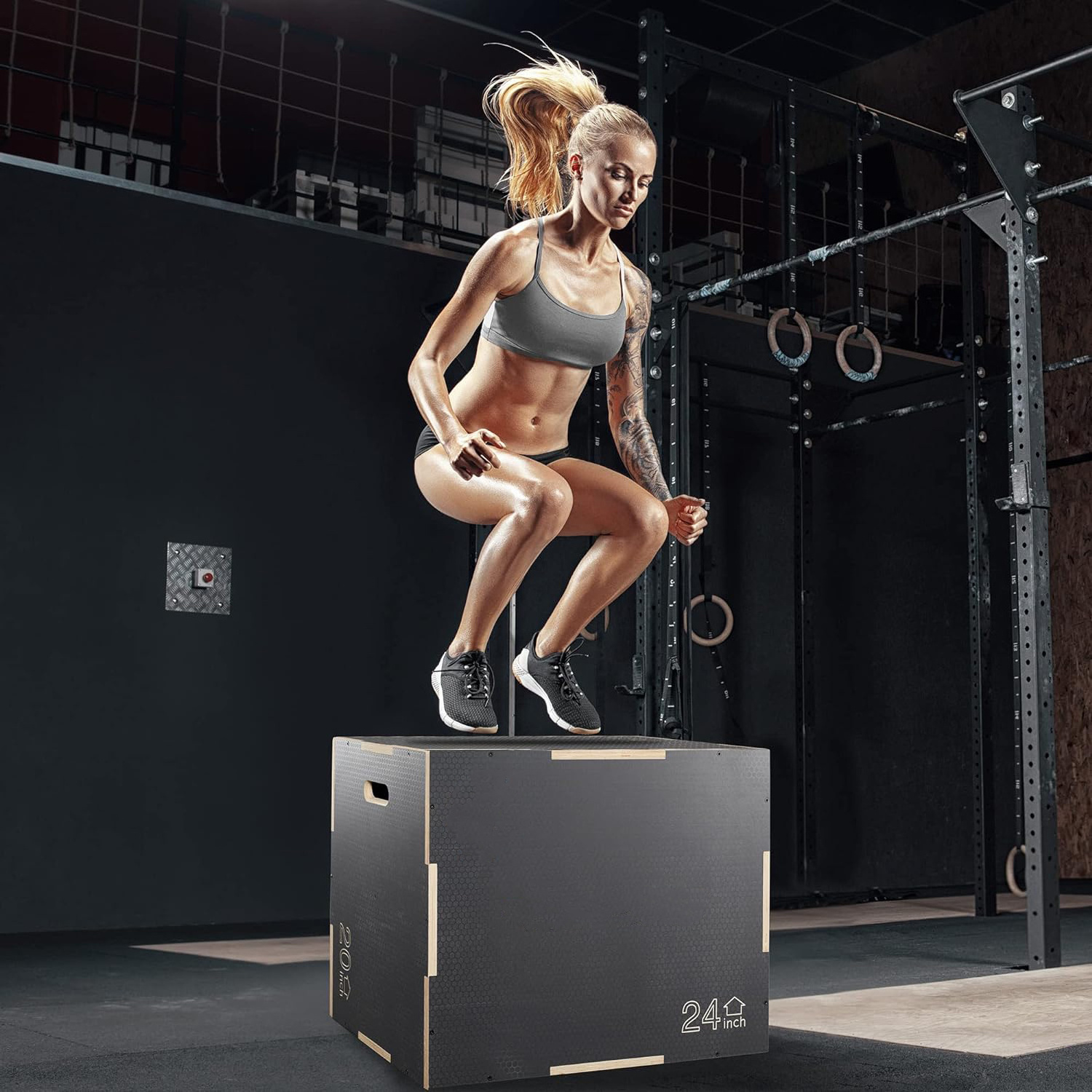 Jump Plyometric Box for Training and Conditioning 3 in 1 Non-Slip Wood Plyo Box