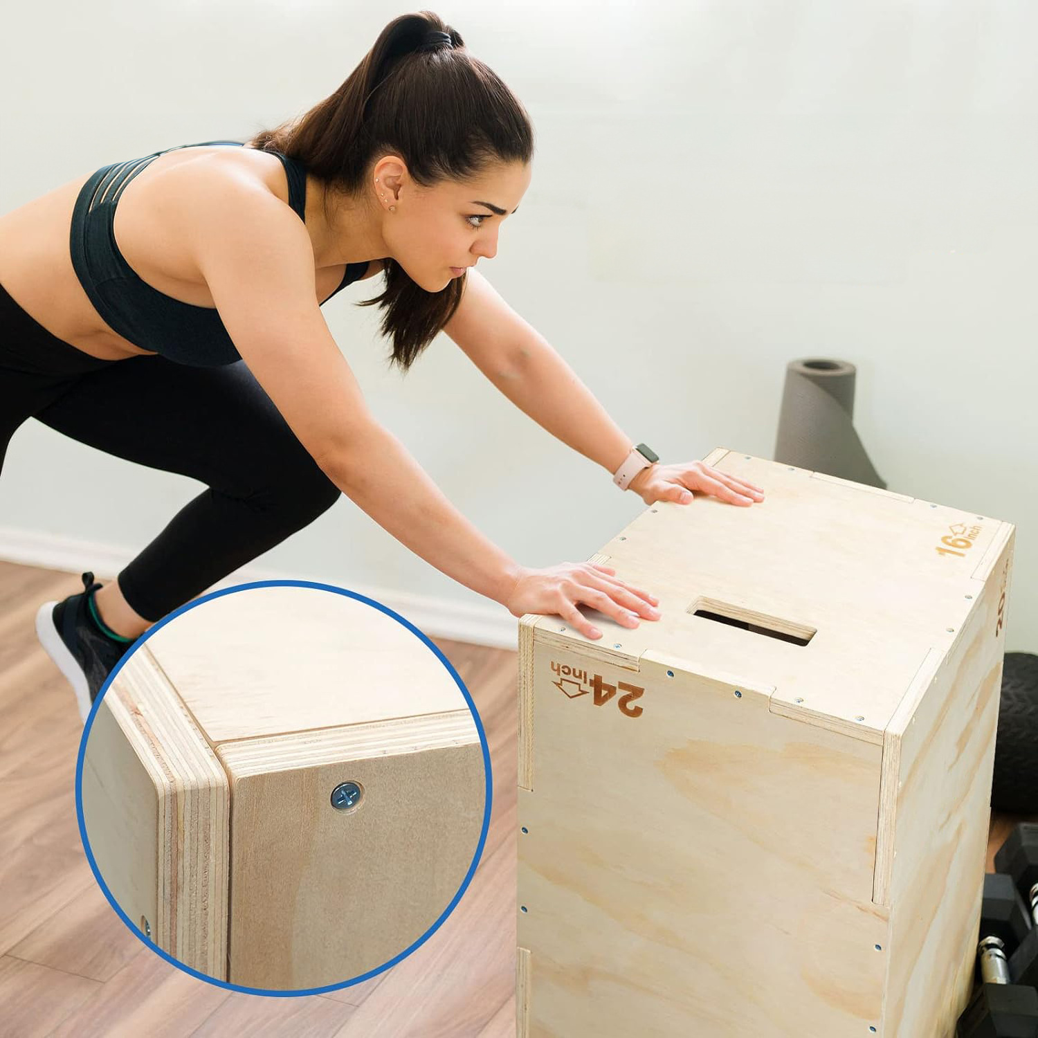 Plyometric Box for Jumping Trainer Step-Ups 3 in 1 Wooden Plyo Box Jump Box