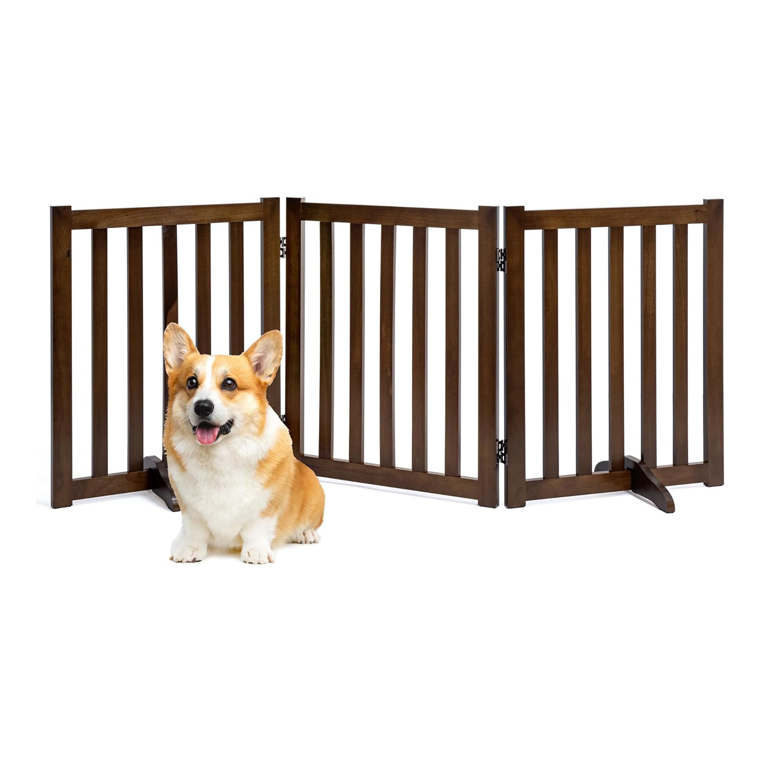 Solid Wood Folding Safety Fence Wooden Dog Gate Indoors Pet Gates Freestanding Dog playpen