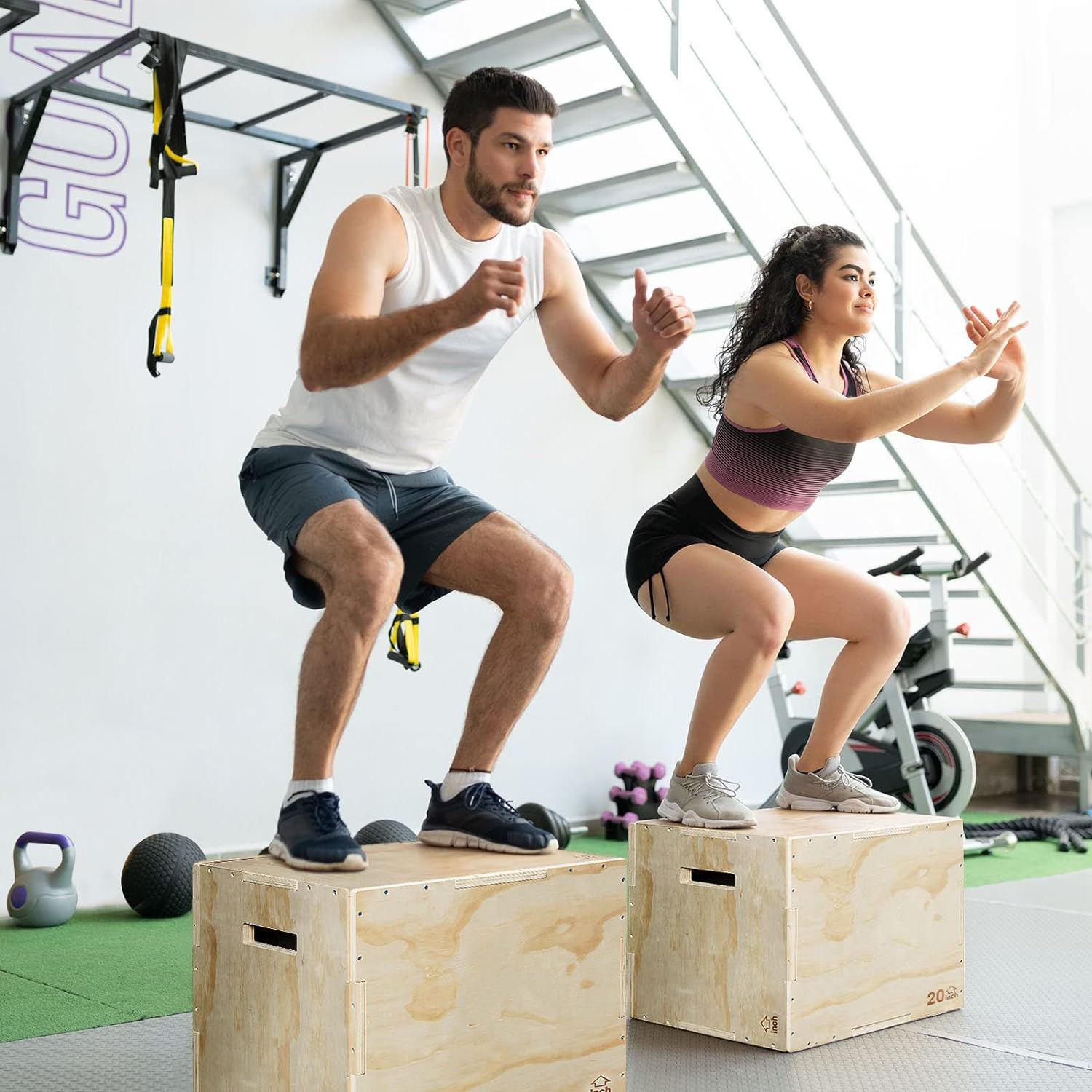 Plyometric Box for Jumping Trainer Step-Ups 3 in 1 Wooden Plyo Box Jump Box