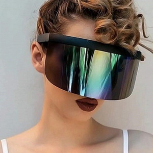 2024 Visor fashion oversized shield sunglasses Women Retro Windproof Glasses Men Flat Top Hood Eyeglasses Oversize Sunglasses