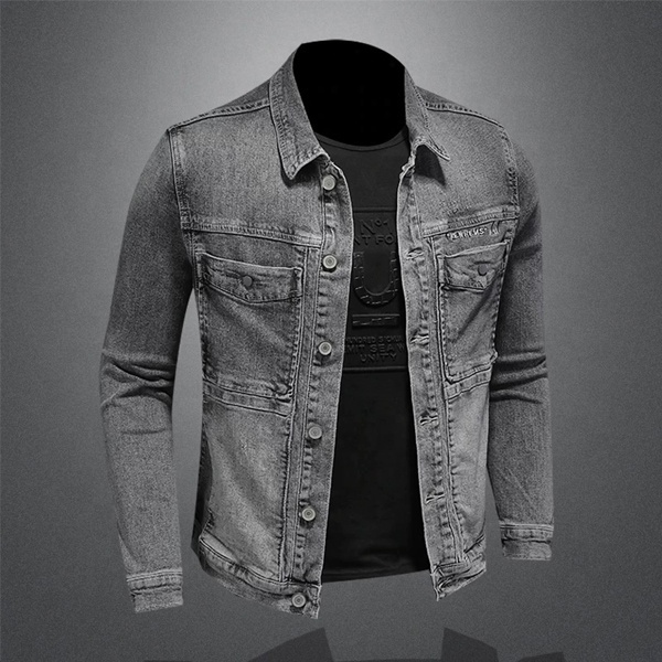 Mens autumn jeans jackets fashion blazer suit jackets casual denim slim fit business suit