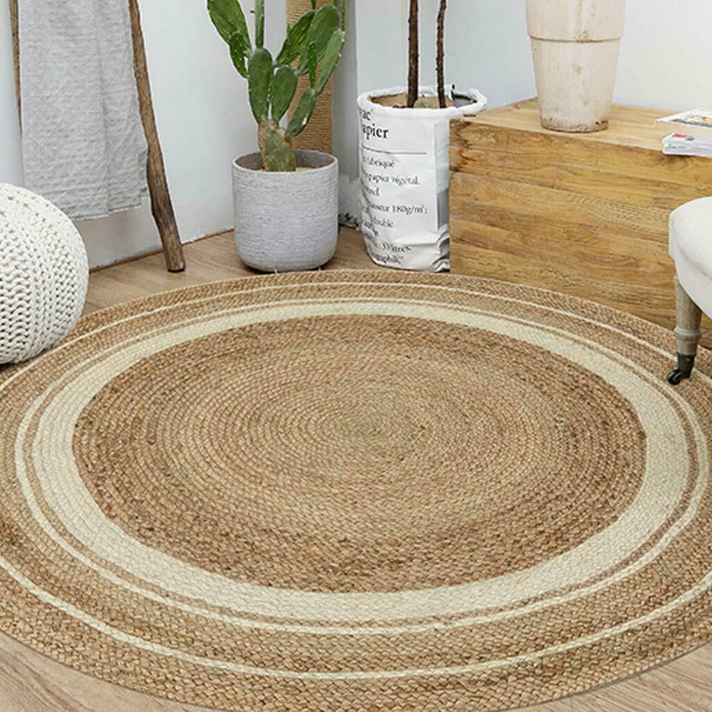 Eco Friendly Carpet 100% Natural Braided Jute Handmade Reversible Rustic Look Outside