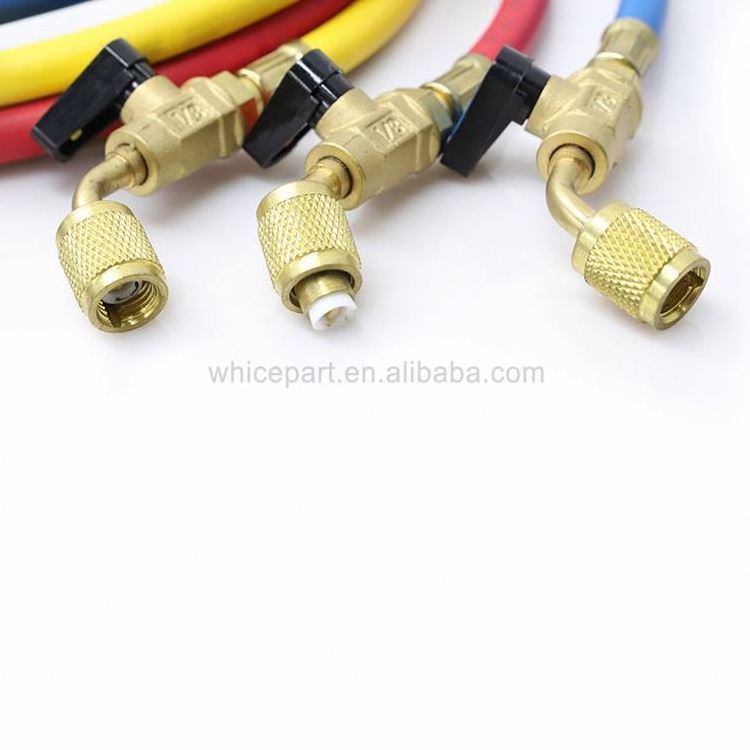 refrigerant charging hose Cat-336B 600-3000 Psi Refrigerator Parts Three Color With Pure Brass Head