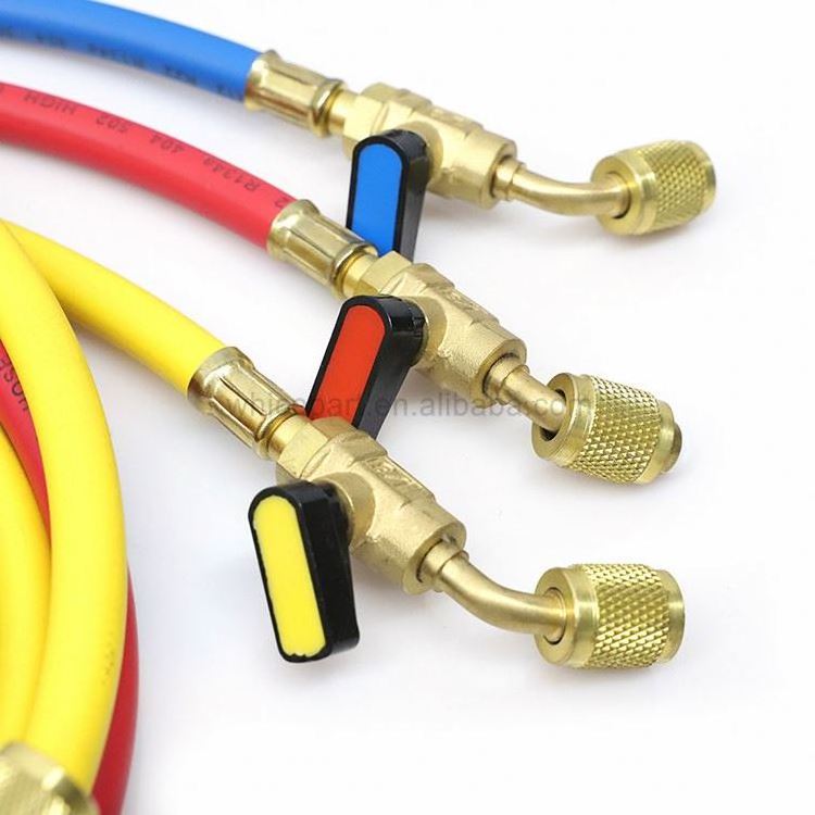 refrigerant charging hose Cat-336B 600-3000 Psi Refrigerator Parts Three Color With Pure Brass Head