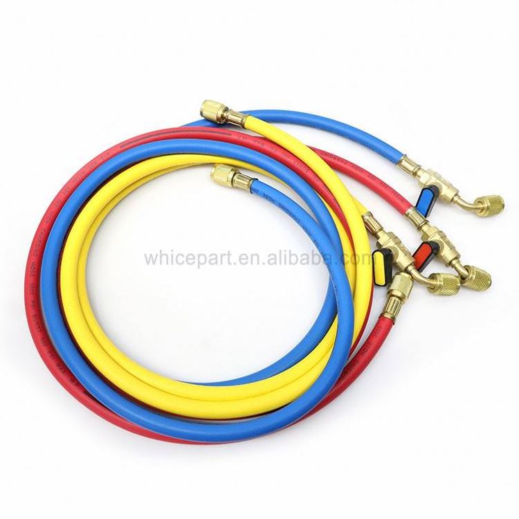 refrigerant charging hose Cat-336B 600-3000 Psi Refrigerator Parts Three Color With Pure Brass Head