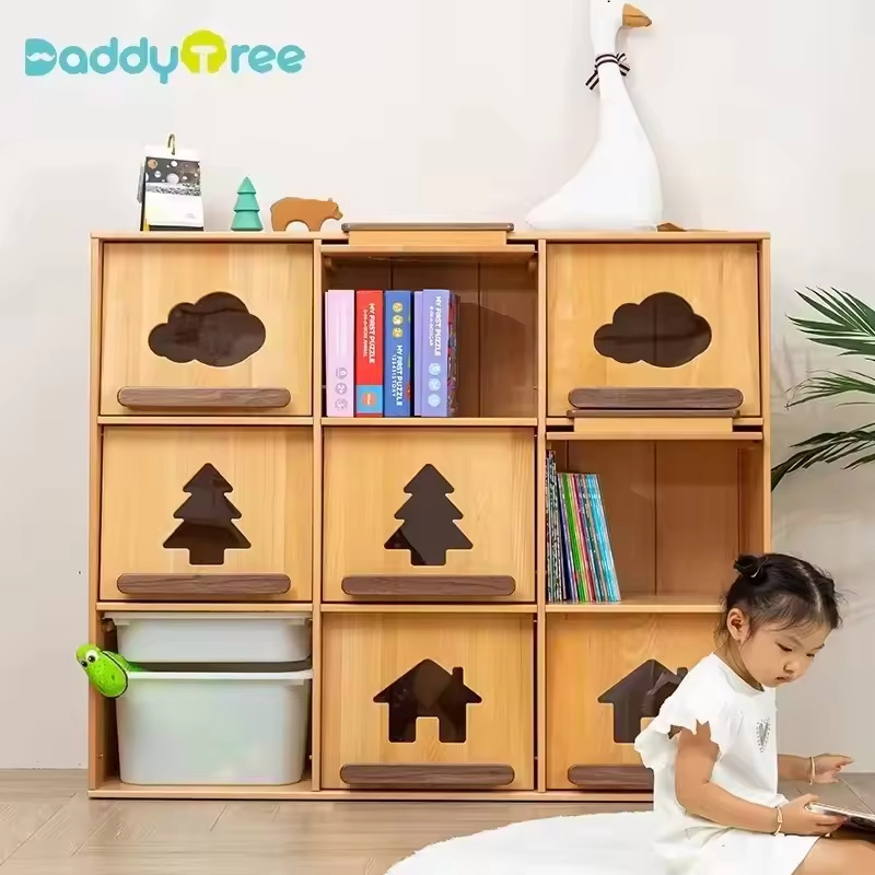 Wooden Book Shelf Living Room For Kids Home Furniture Solid Wood Cabinet