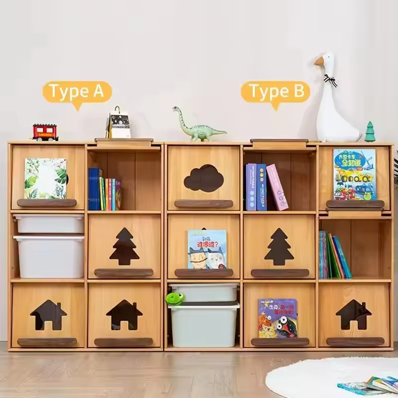 Wooden Book Shelf Living Room For Kids Home Furniture Solid Wood Cabinet