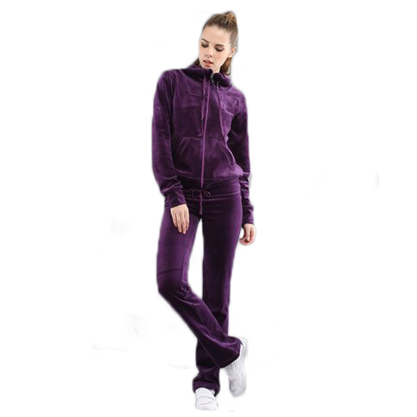 Wholesale Ladies Purple Velour Tracksuit