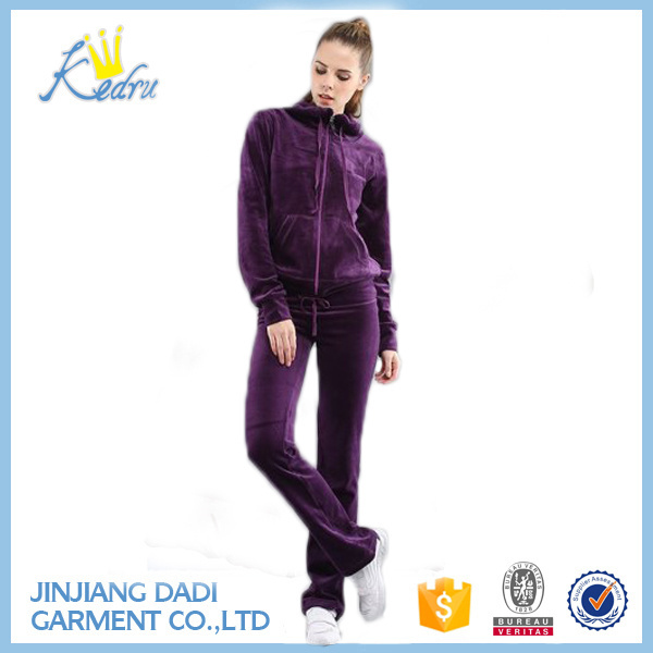 Wholesale Ladies Purple Velour Tracksuit