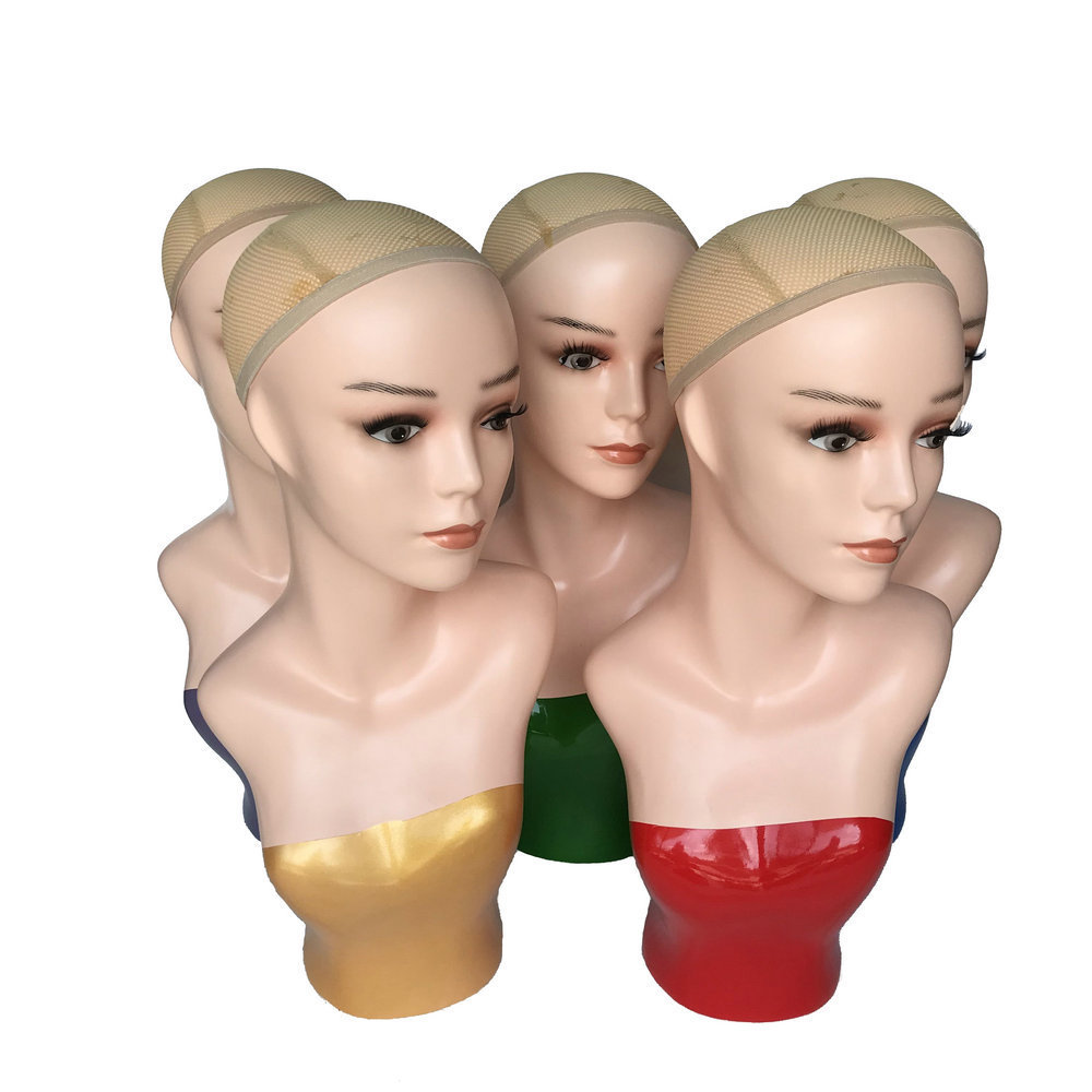 Realistic Mannequin Head Bust Plastic Female Mannequin Head With Shoulders for Display wig and scarf