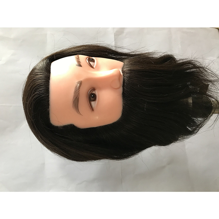 Professional dressing salon beauty school plastic human hair training doll model conventional male mannequin head with beard