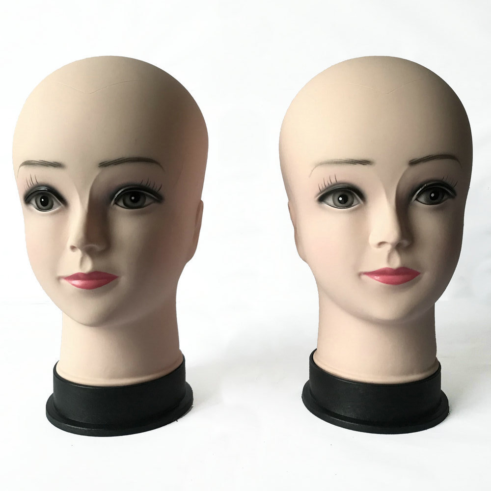 cheap factory female wig display mannequin head bald wig without hair,training head for white women has make up