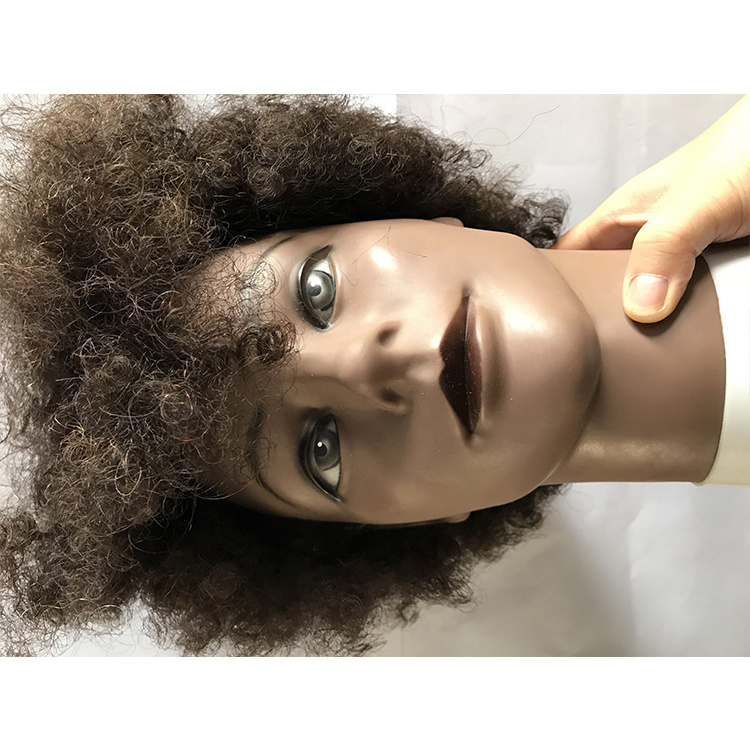 Afro American Cosmetology Mannequin Head 100% Human Hair afro training hair mannequin for practice braiding