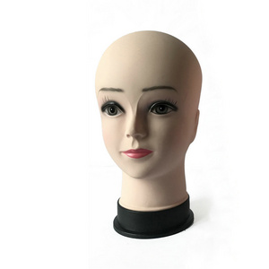 cheap factory female wig display mannequin head bald wig without hair,training head for white women has make up