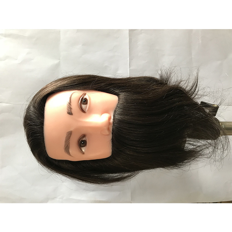 Professional dressing salon beauty school plastic human hair training doll model conventional male mannequin head with beard