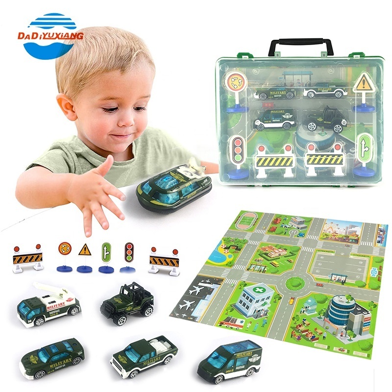 Hot Sale Storage Box Packaging Alloy Model Car Toy Set Military Toy Vehicle Set Small Metal Toy Car With Mat