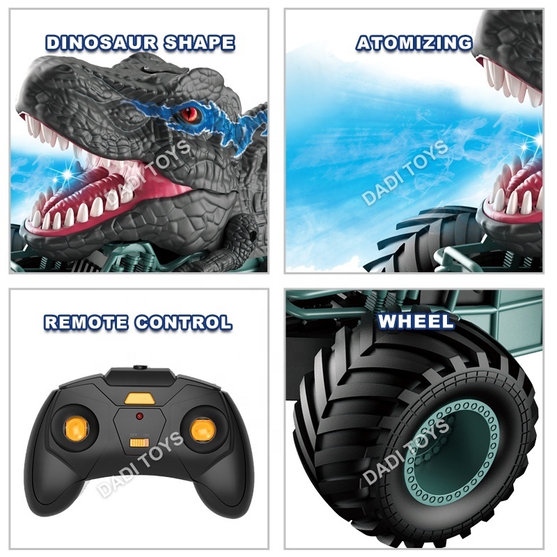 1:20 Off-Road Electric Driff Big Shape Wheel Dinosaur Rc Car, Spray Climbing Vehicle Powerful Remote Control Car With Lights