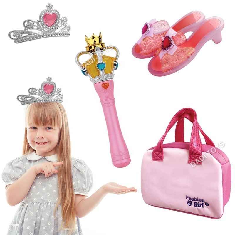 2023 Girls Fashion Pretend Play Princess Beauty Set Toy With Crown stick & Crown pin