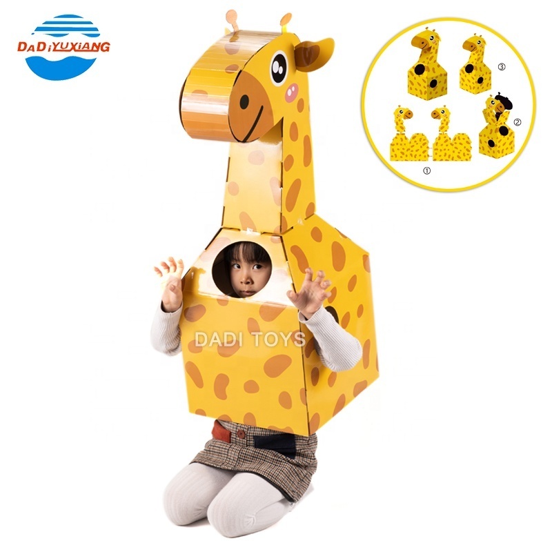 Educational Children Double Painting Carton Wearable Cardboard, Creative Paper Drawing 3D Learning Diy Wearable Animal