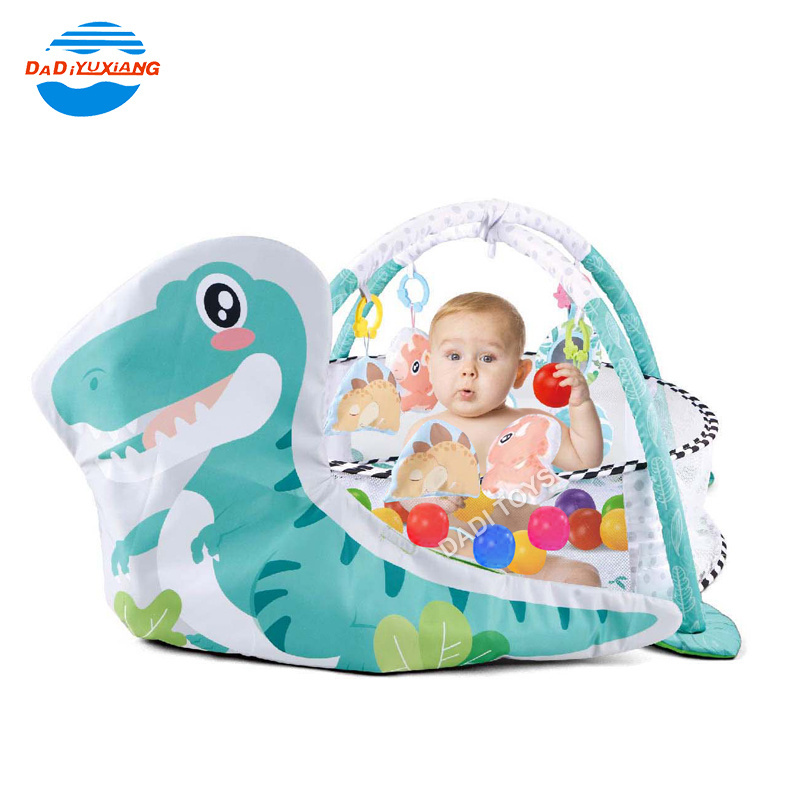 Newborn Soft 3 In 1 Dinosaur Baby Crawling Game Activity Gym Play Mat Play House Activity Folding Modern Baby Play Mat With Ball