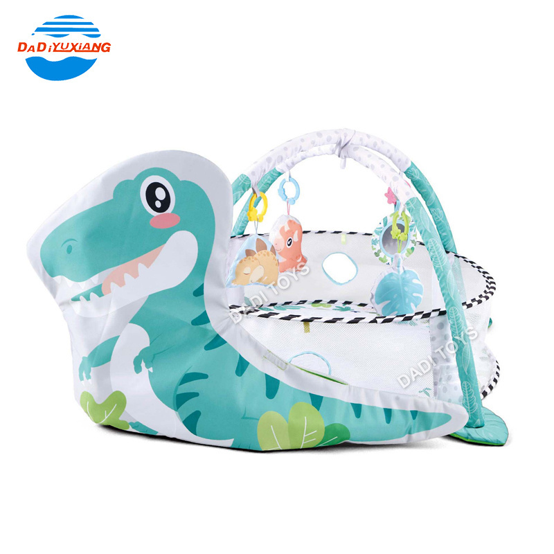 Newborn Soft 3 In 1 Dinosaur Baby Crawling Game Activity Gym Play Mat Play House Activity Folding Modern Baby Play Mat With Ball